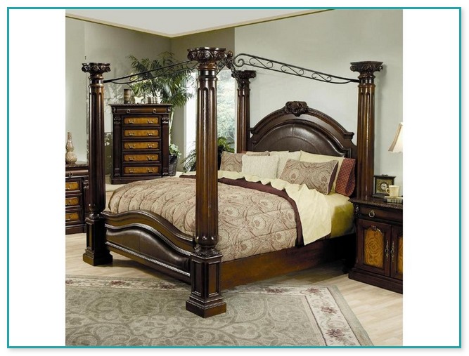 Queen Size Canopy Bed Set