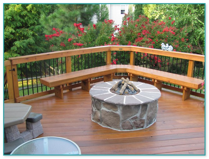 Outdoor Fire Pit On Wood Deck