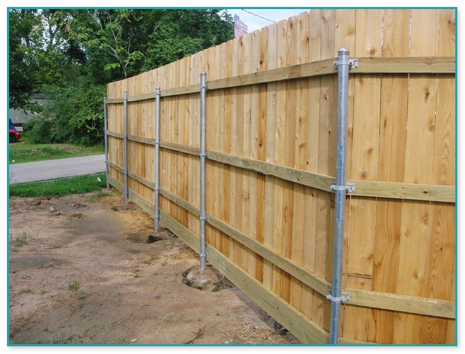 Wood Fence With Metal Posts