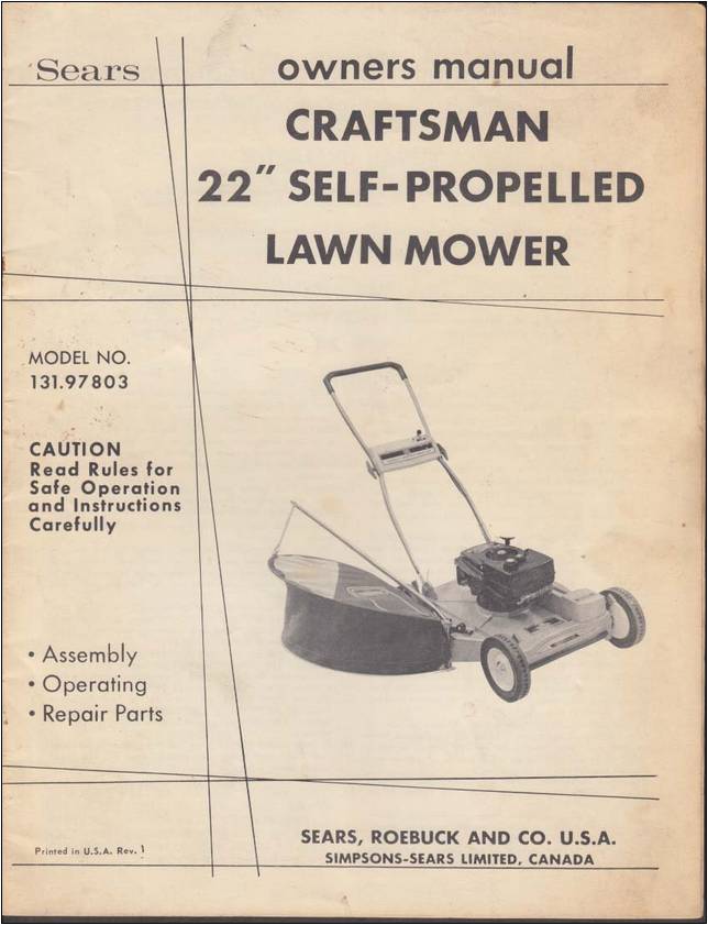 Craftsman 22 Inch Lawn Mower Owners Manual