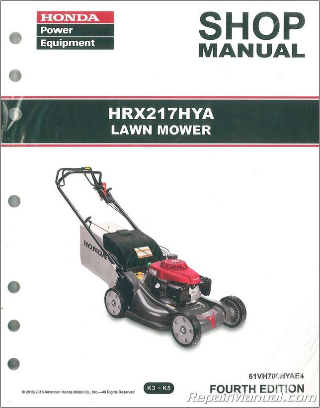 Honda Hrx217hya Lawn Mower Service Repair Shop Manual